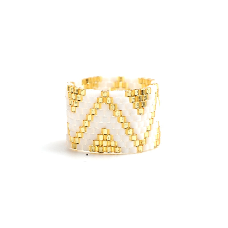 Handmade Geometric Beaded Rings