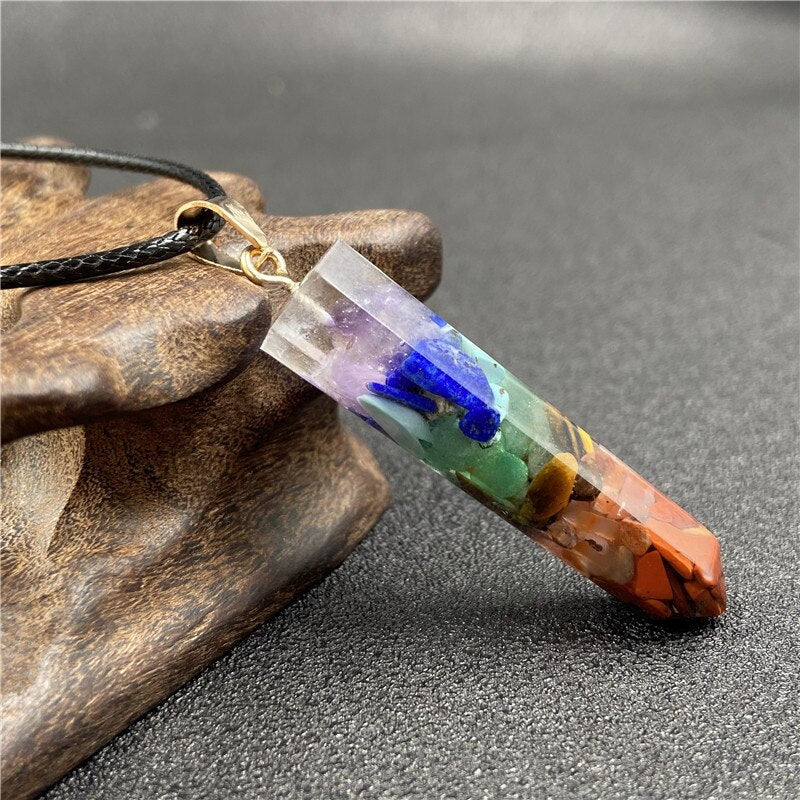 7 Chakra Hexagonal Orgone Pendant Necklace