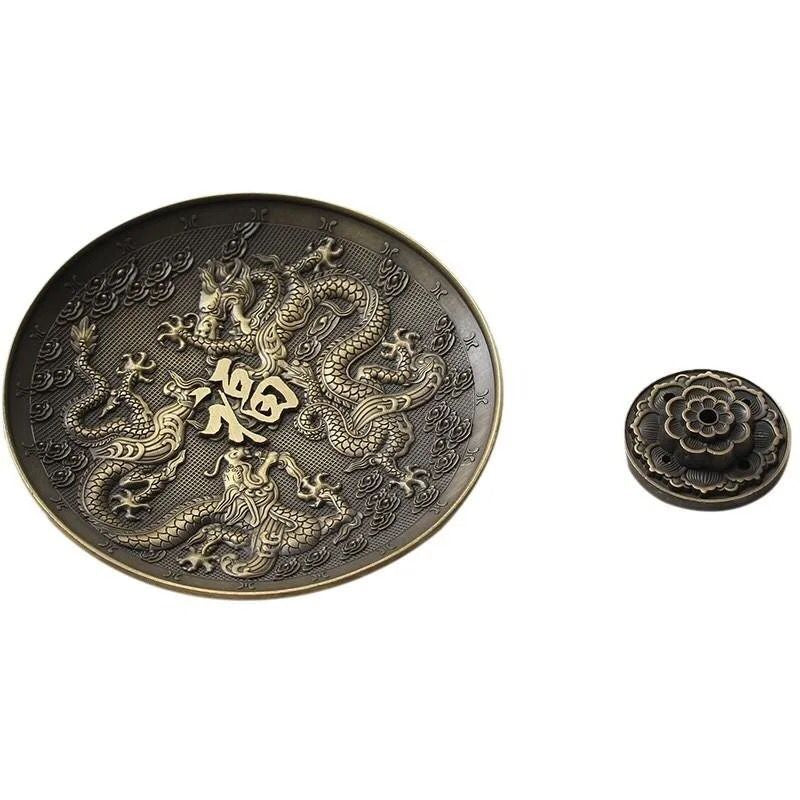 Dragon & Phoenix or 12 Zodiac Bronze Incense Tray