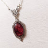 Oval Embossed Crystal Glass Pendant Necklace