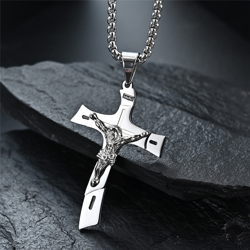 INRI Jesus on the Blade of the Cross Pendant Necklace