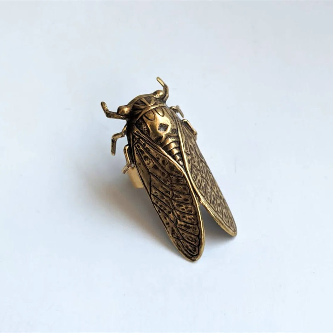 Large Brass Cicada Ring - Adjustable