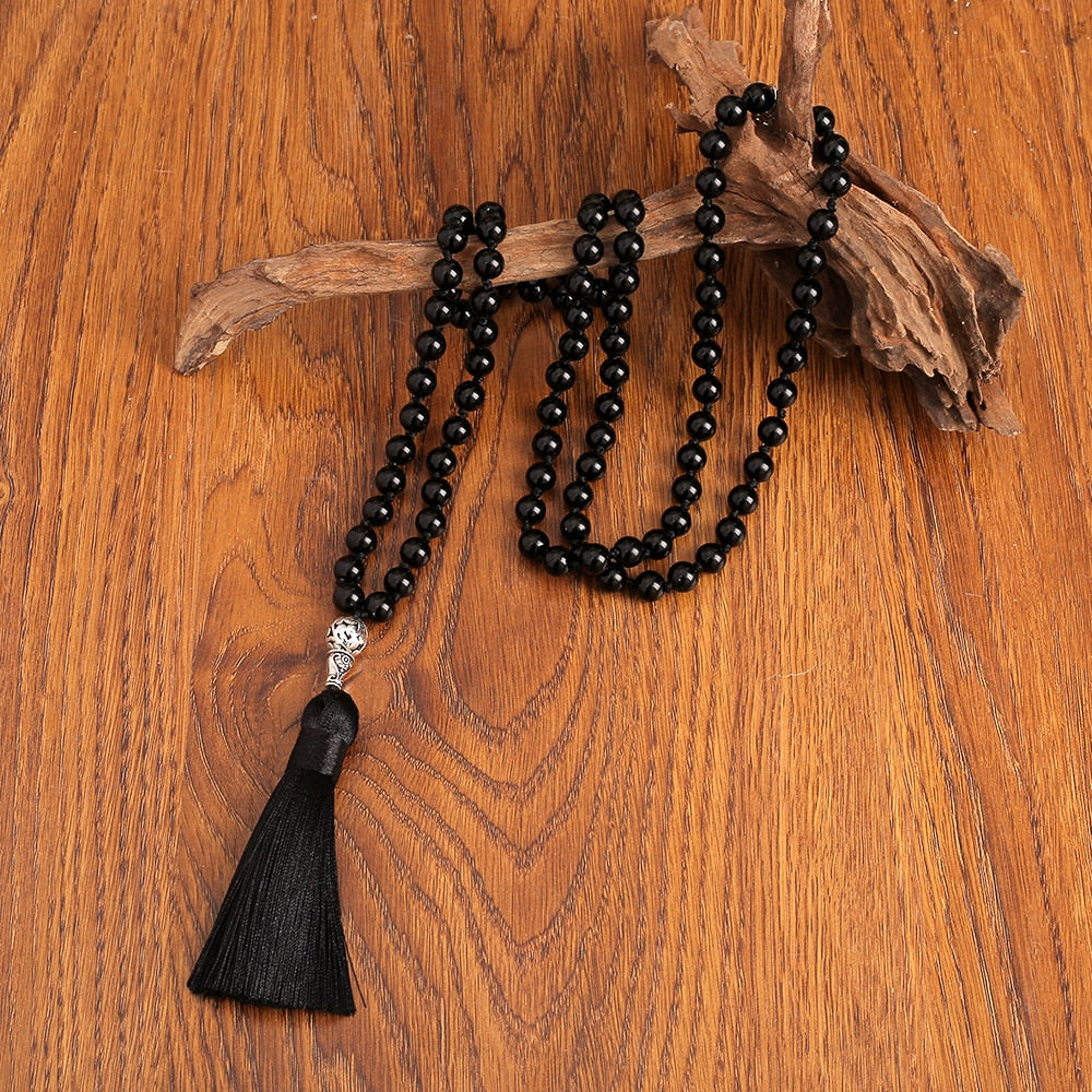 108 Bead Mala Handmade w/ Natural Black Onyx