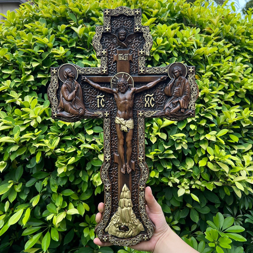 Jesus on the Holy Cross Carved from Solid Beech Wood