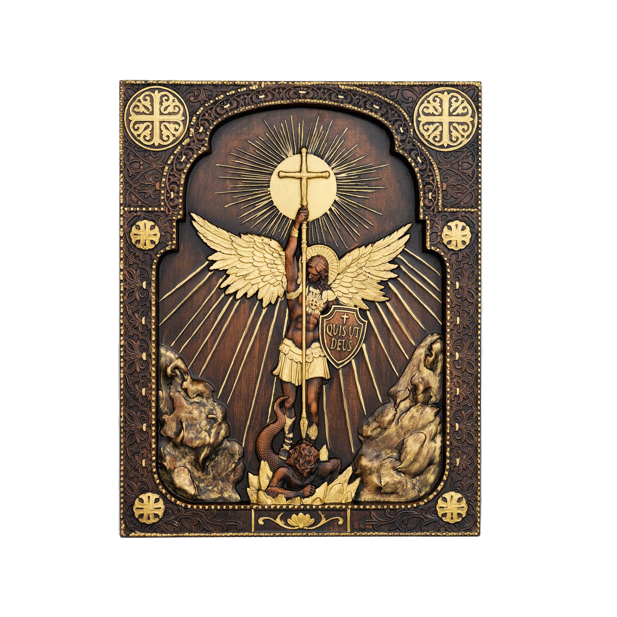 Archangel Saint Michael Icon Wooden Carving