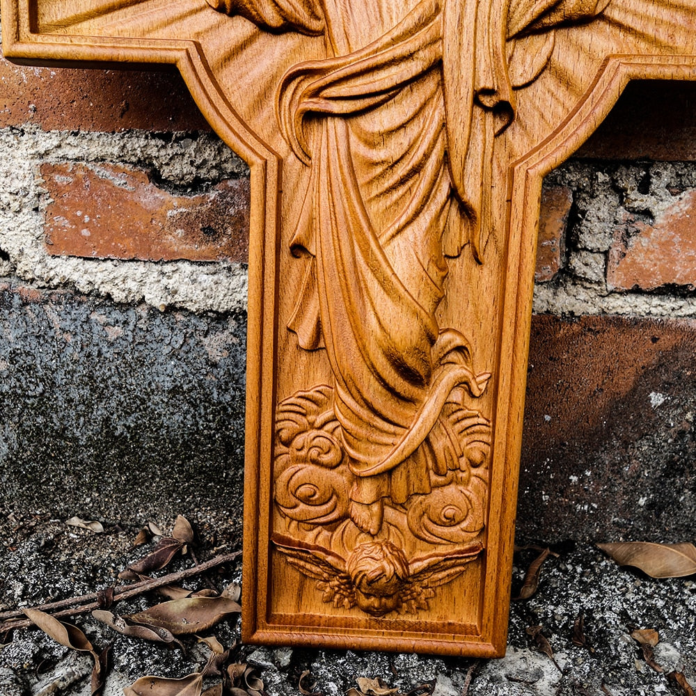 Christ Ascension Holy Cross Wooden Carving