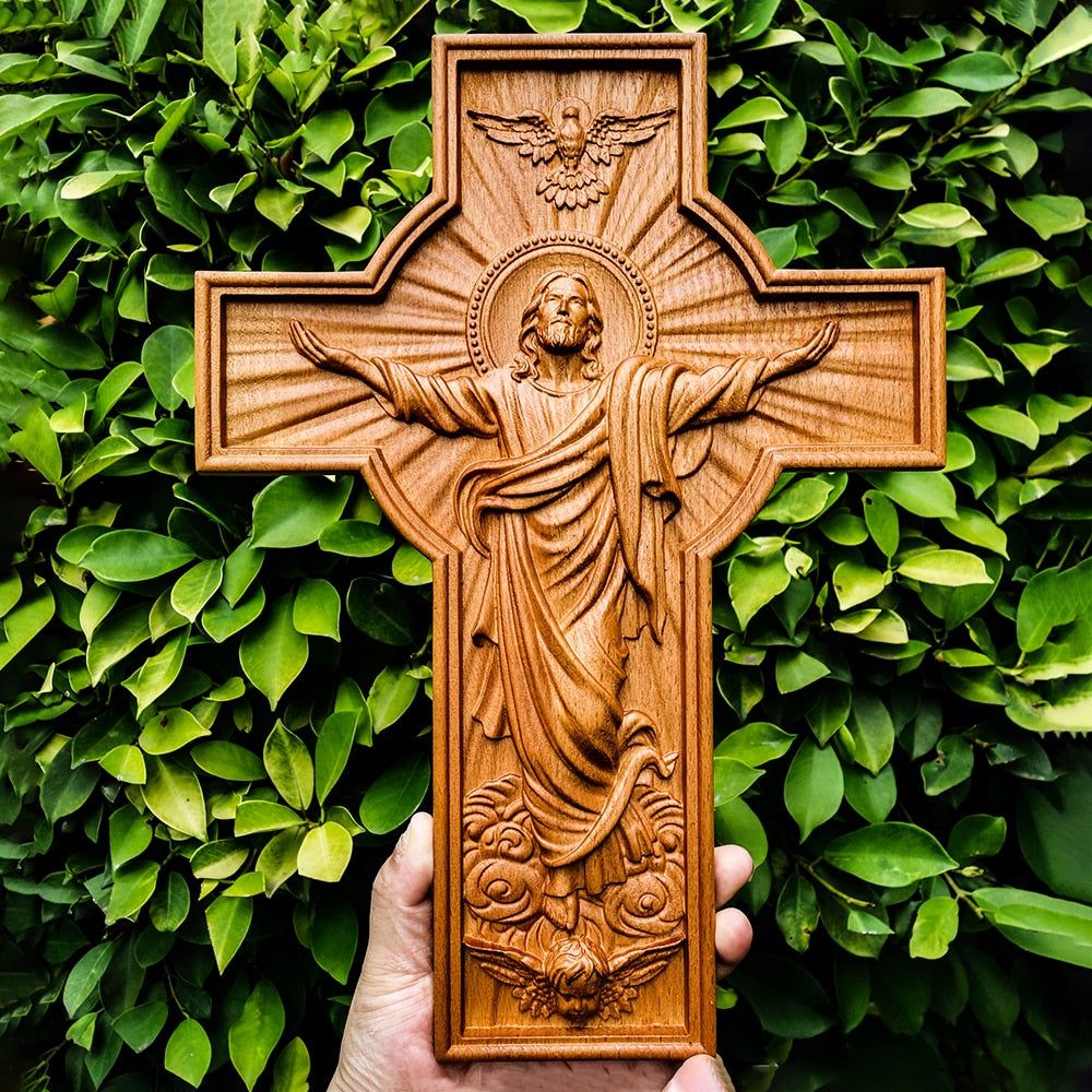 Christ Ascension Holy Cross Wooden Carving