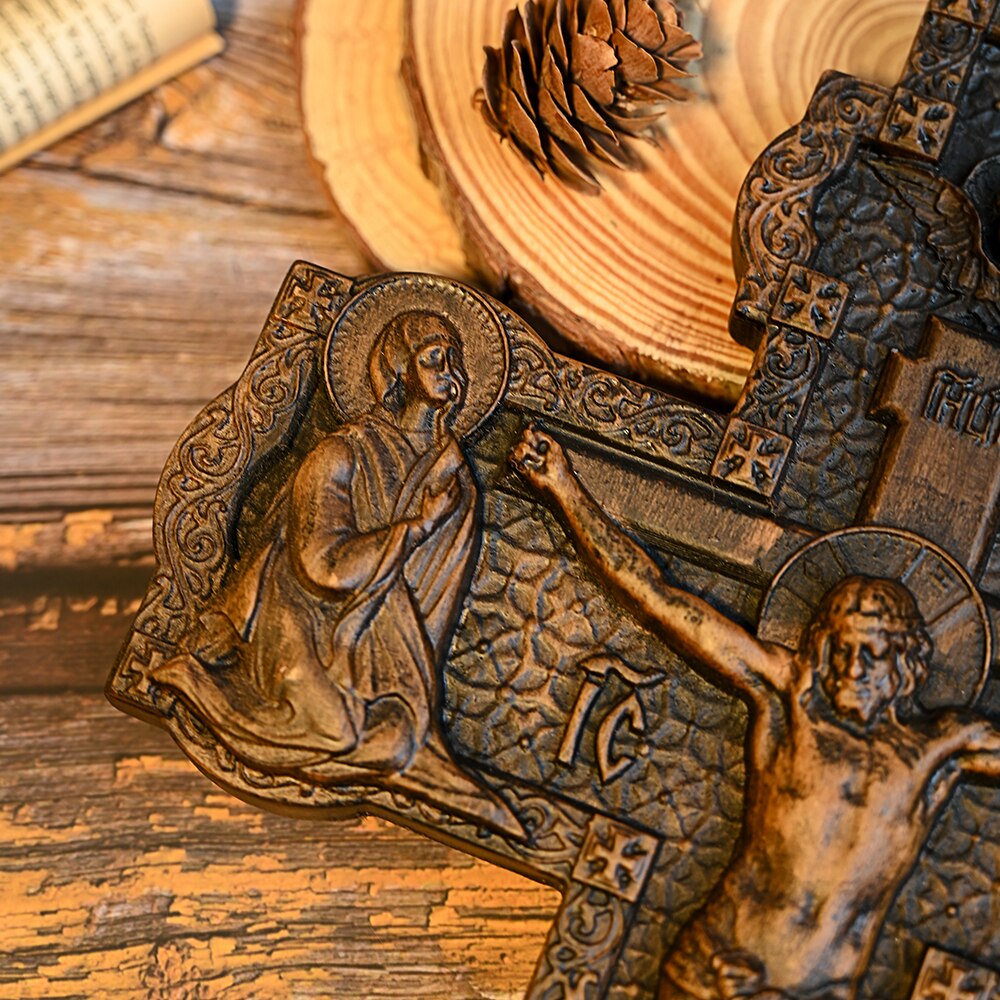 Jesus on the Holy Cross Carved from Solid Beech Wood