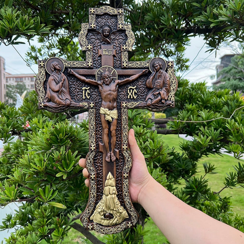 Jesus on the Holy Cross Carved from Solid Beech Wood