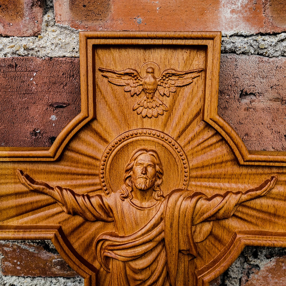 Christ Ascension Holy Cross Wooden Carving