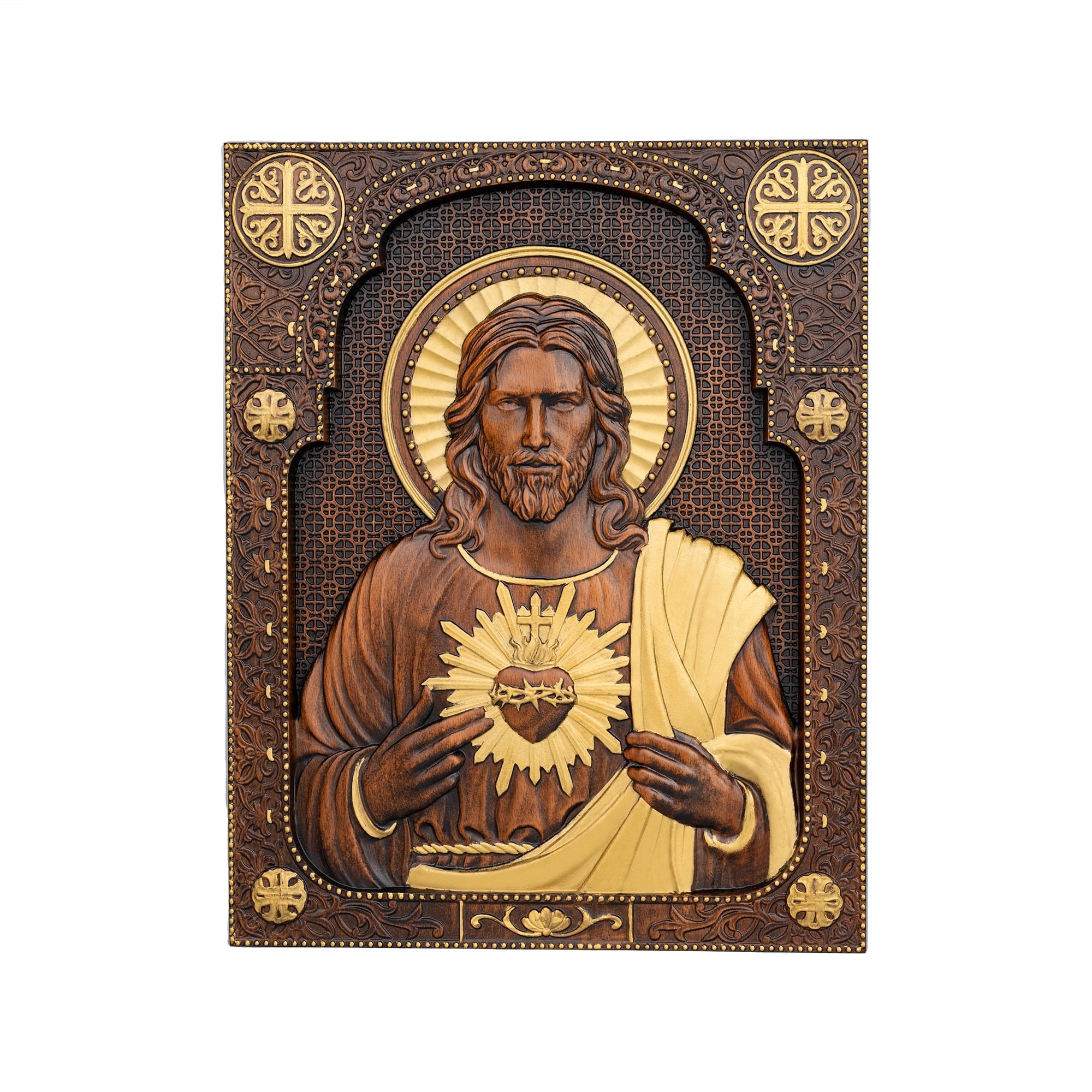 Jesus Sacred Heart Wood Plaque Handmade