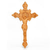 Handmade Wood Carving of Jesus on the Holy Cross with Saint Benedict Medal