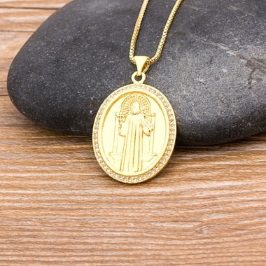 Virgin Mary Crystal Pendant Necklaces