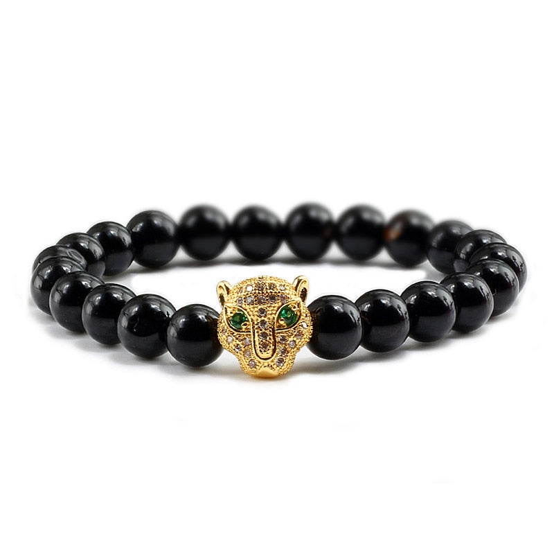 Panther Black Lava Stones Bracelet