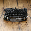 Braided Wrap Leather Bracelets for Men 4Pcs/Set