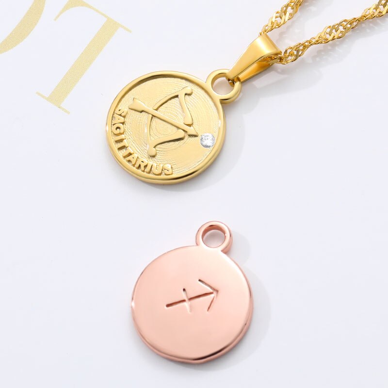 Zodiac Coin Pendant Necklace