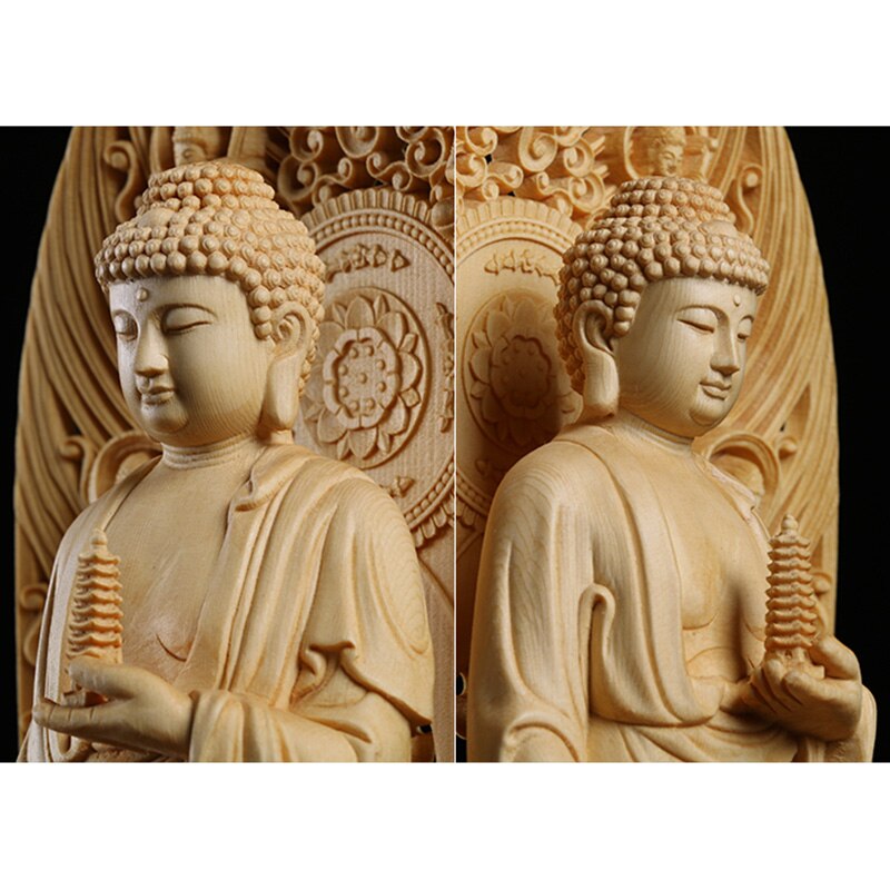 Buddha Sculpture Statue Traditional Hand Carving Out of Solid Wood