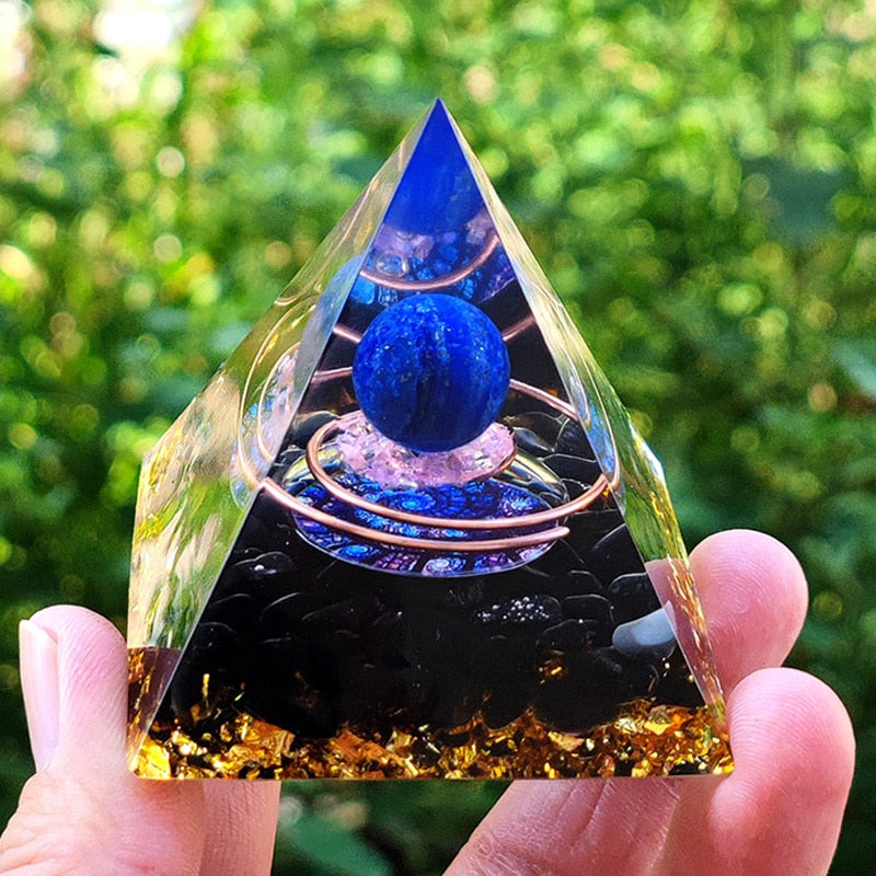 Orgone Pyramid with Copper Wire & Natural Stone