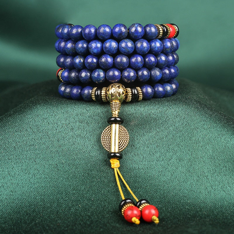 108 Buddhist Prayer Bead Mala Lapis Lazuli Stone