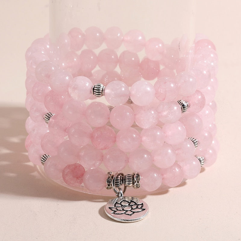 108 Bead Mala Handmade with Natural Rose Quartz