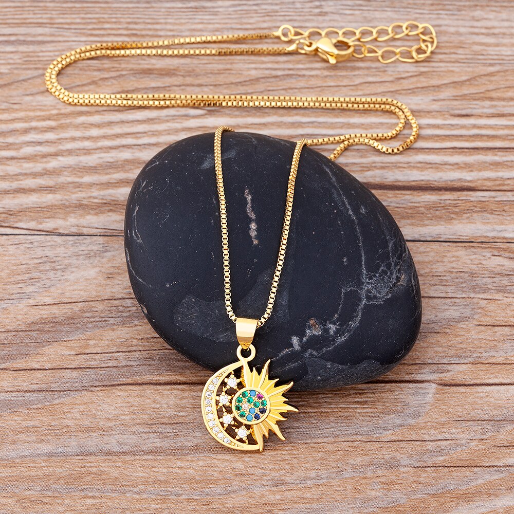 Sun & Moon Totem Pendant Necklace