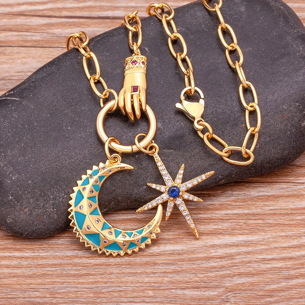 Moon & Star Pendant Necklace