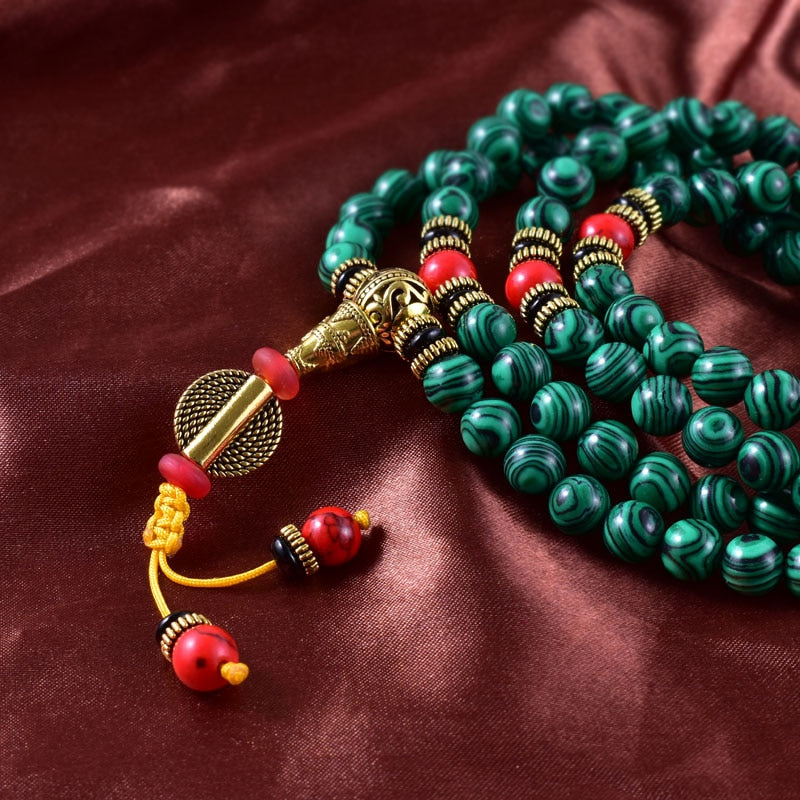 108 Mala Prayer Beads Malachite Japa