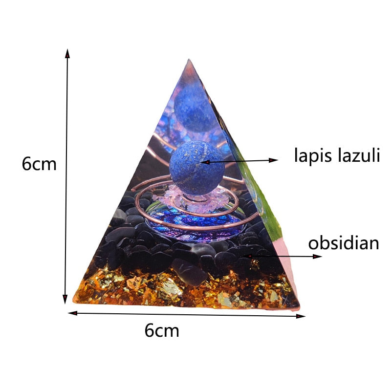 Orgone Pyramid with Copper Wire & Natural Stone