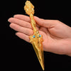 Gold Tantric Buddhist Dagger (Phurpa) w/ Inlaid Gem