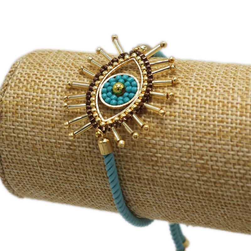 Handmade Woven Beaded Evil Eye Bracelet