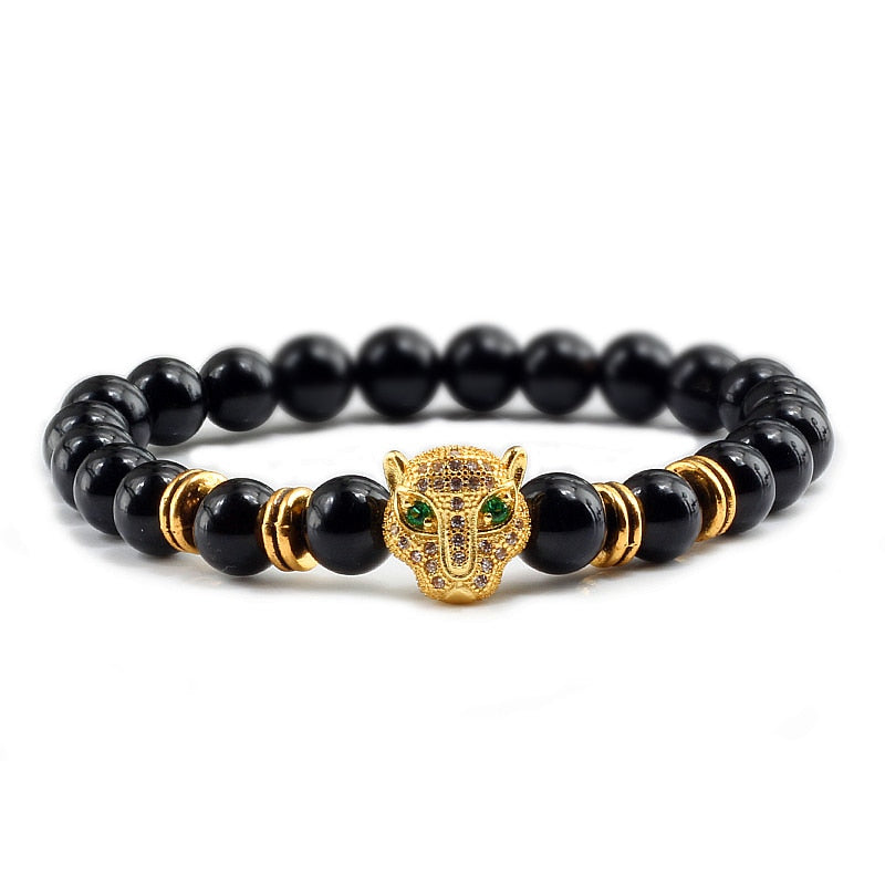 Panther Black Lava Stones Bracelet