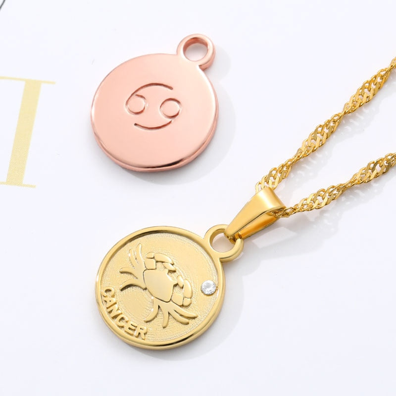 Zodiac Coin Pendant Necklace