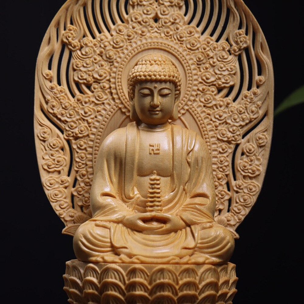 Sakyamuni Buddha Hand Carved from Solid Wood