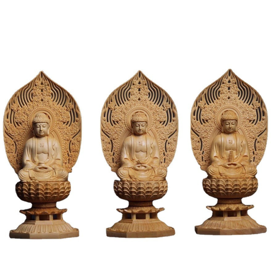 Sakyamuni Buddha Hand Carved from Solid Wood