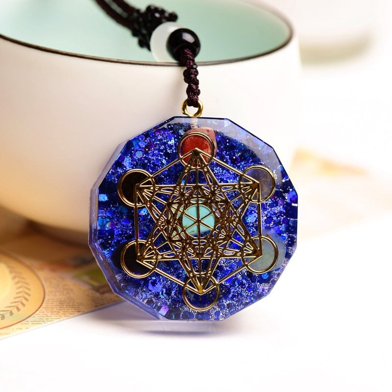 Handmade Metatron Orgone Pendant in Lapis Lazuli