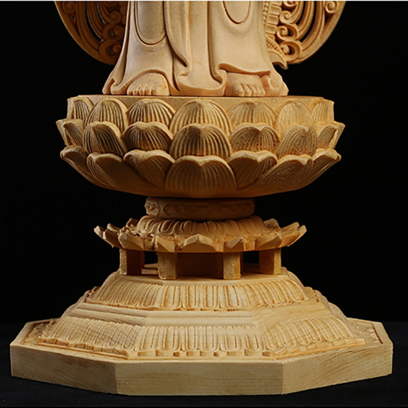 Buddha Sculpture Statue Traditional Hand Carving Out of Solid Wood