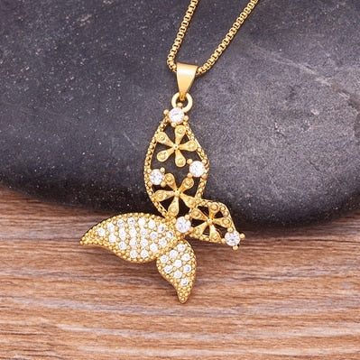 Lucky Butterfly Crystal Pendant Necklace