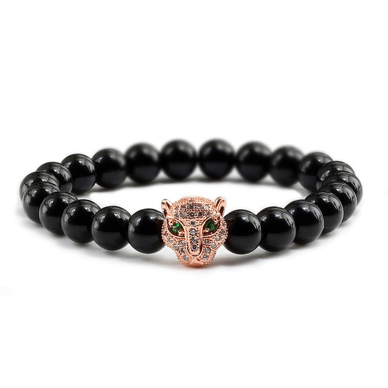 Panther Black Lava Stones Bracelet