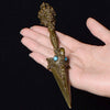 Tantric Buddhist Bronze Dagger with Inlaid Gem Stone