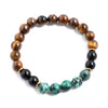 108 Prayer Bead Handmade Mala w/ Black Onyx, Yellow Tiger Eye, African Turquoise & Green Tassel