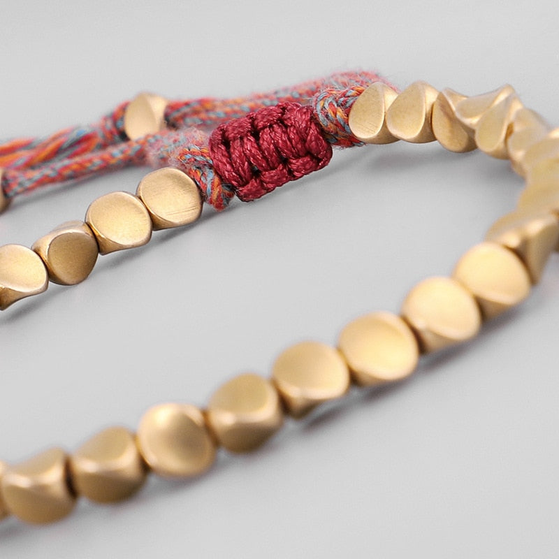 Handmade Tibetan Buddhist Copper Beads Lucky Red Bracelet