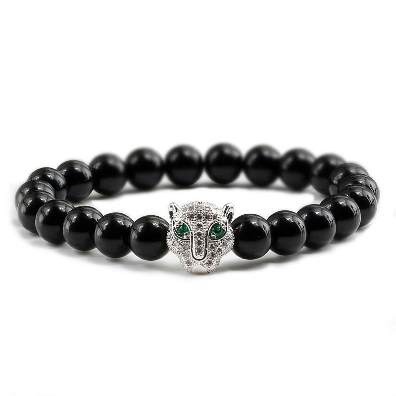 Panther Black Lava Stones Bracelet