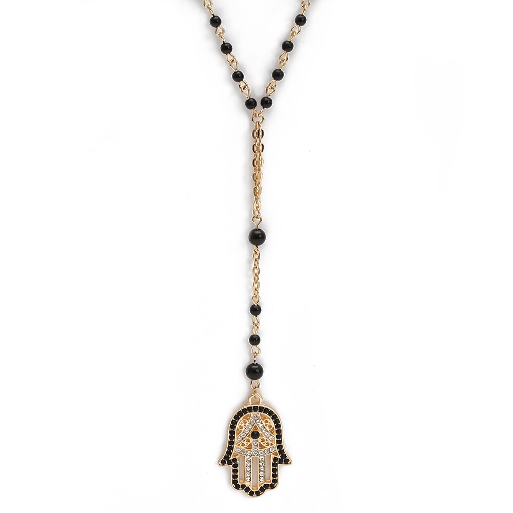 Hand of Fatima & Evil Eye Pendant Necklace for Luck & Protection