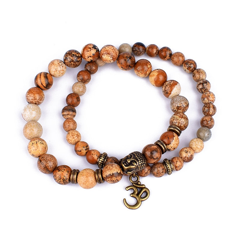 Ohm Charm Buddha Bead Bracelet