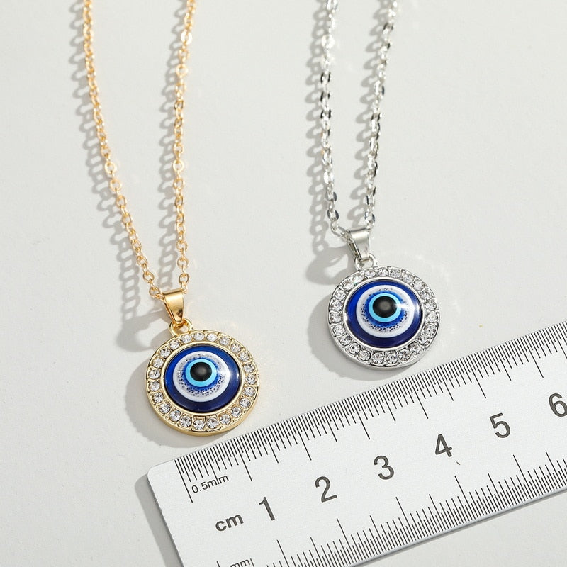 Evil Eye Crystal Pendant Necklace