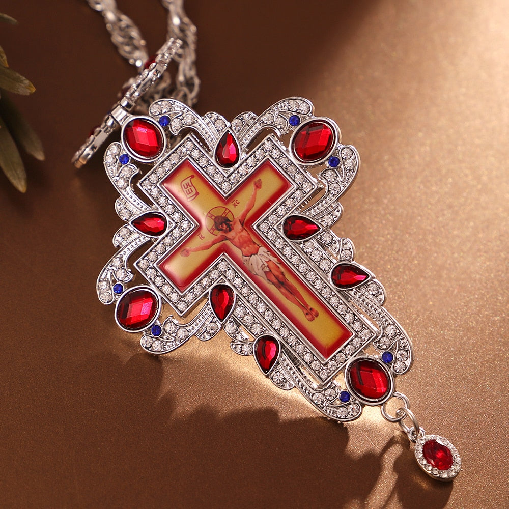 Orthodox Pectoral Jesus on the Holy Cross Necklace