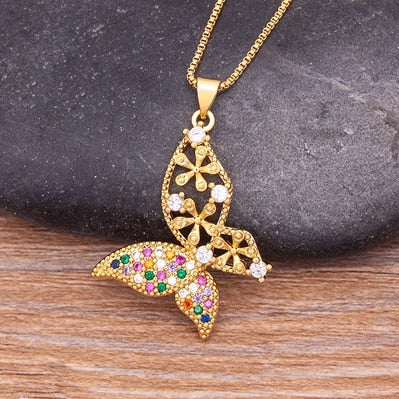 Lucky Butterfly Crystal Pendant Necklace