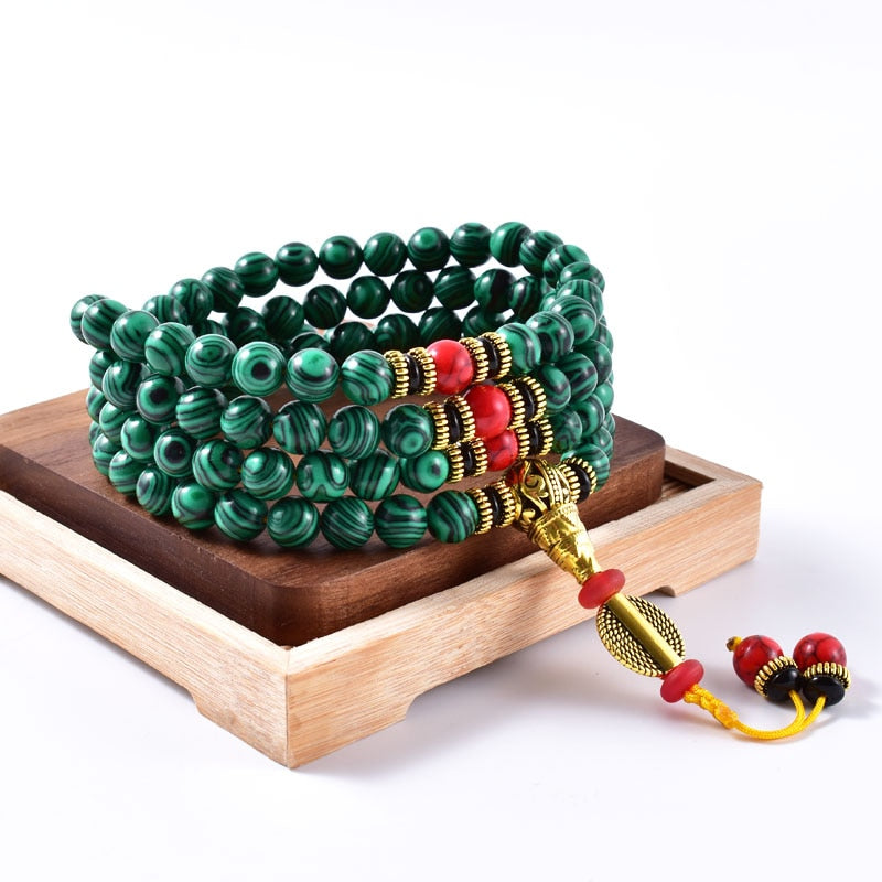 108 Mala Prayer Beads Malachite Japa