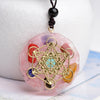 Rose Quartz Crystal Orgone Pendant Necklace w/ Metatron's Cube