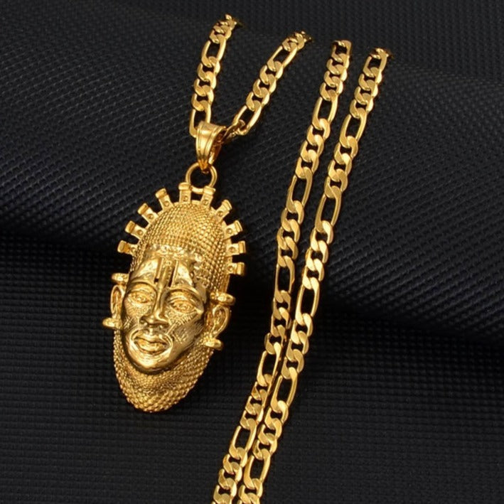 Portrait of Queen Mother Idia of the Benin Empire Mask Pendant Necklace